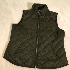 Quilted Vest in Olive Green L